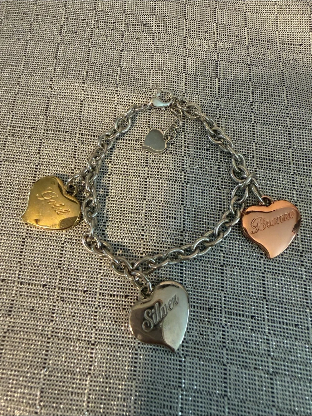 Mary Kay Tri-Tone Heart Charm Bracelet - Silver, Gold & Rose Gold